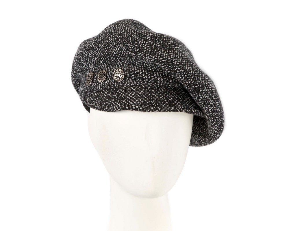 Cupids Millinery Women's Hat Black Warm charcoal wool winter fashion beret by Max Alexander