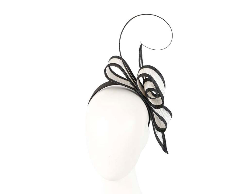 Cupids Millinery Women's Hat Black White & Black bow Max Alexander fascinator for Melbourne Cup Derby