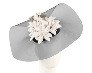 Cupids Millinery Women's Hat Black Wide brim black & cream fascinator hat by Fillies Collection