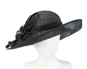 Cupids Millinery Women's Hat Black Wide brim black racing hat by Cupids Millinery Melbourne