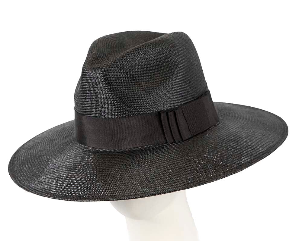 Cupids Millinery Women's Hat Black Wide brim ladies summer sisal fedora hat by Max Alexander