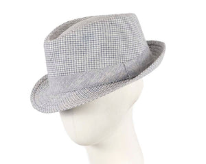 Cupids Millinery Blue Short Brim Fedora Hat