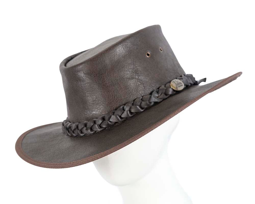 Cupids Millinery Women's Hat Brown Australian Buffalo Leather Bush Outback Jacaru Hat