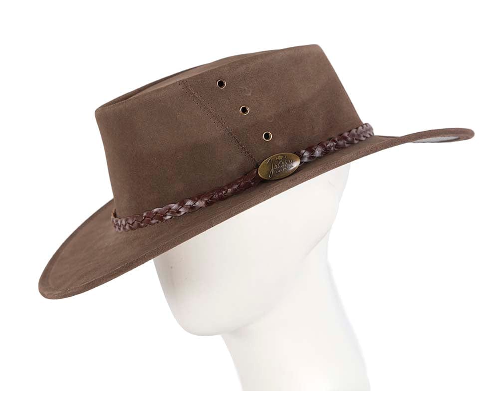 Cupids Millinery Women's Hat Brown Australian Leather Bush Outback Jacaru Hat