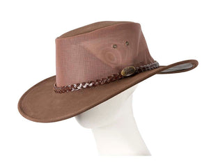 Cupids Millinery Women's Hat Brown Australian Suede Leather Cooler Jacaru Hat