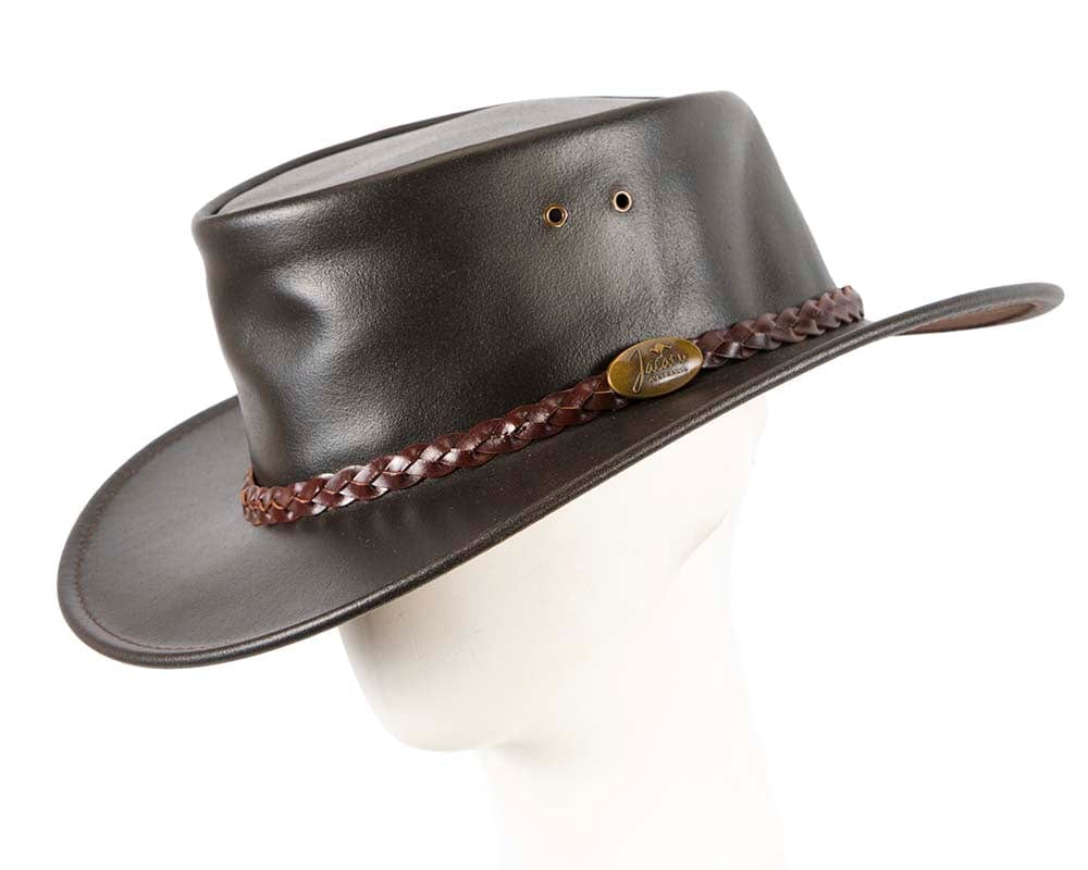 Cupids Millinery Women's Hat Brown Australian Waxed Leather Bush Outback Jacaru Hat