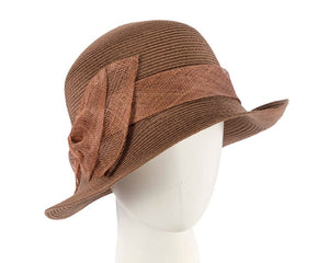 Cupids Millinery Women's Hat Brown Brown cloche hat with bow by Max Alexander