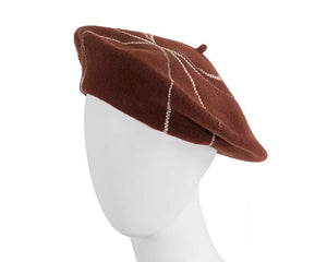 Cupids Millinery Women's Hat Brown Brown french beret with spirals by Max Alexander
