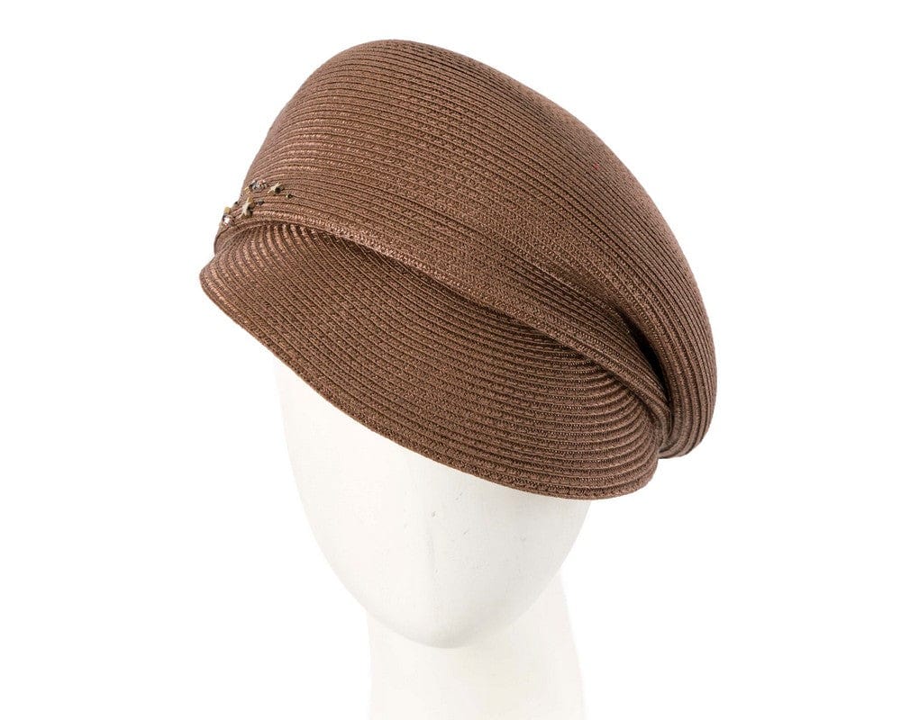 Cupids Millinery Women's Hat Brown Modern brown newsboy beret hat by Max Alexander