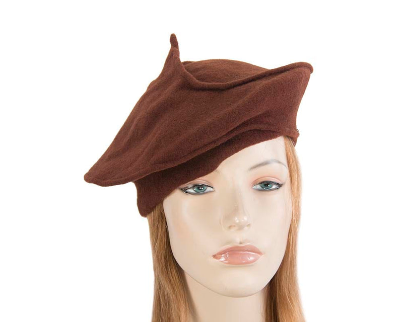 Cupids Millinery Women's Hat Brown Stylish brown winter french beret by Max Alexander