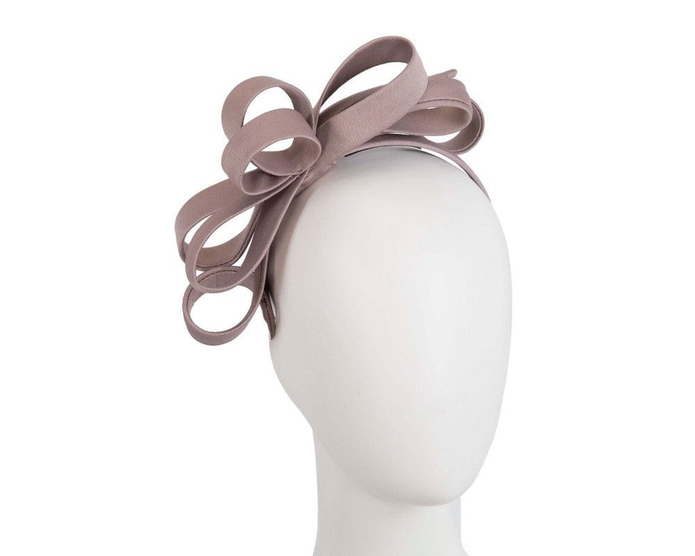 Cupids Millinery Women's Hat Brown Taupe bow racing fascinator by Max Alexander