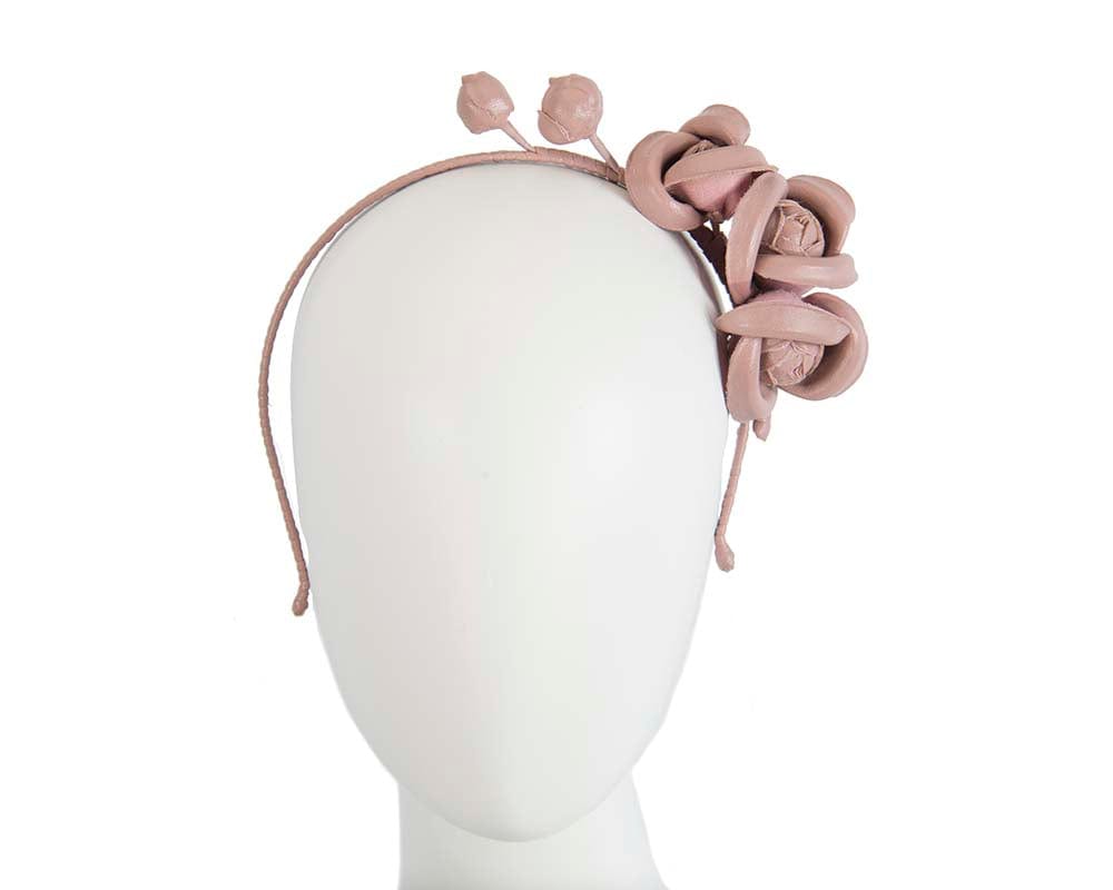 Cupids Millinery Women's Hat Brown Taupe leather flowers headband by Max Alexander