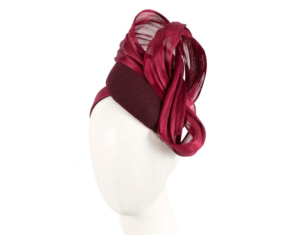 Cupids Millinery Women's Hat Burgundy Bespoke burgundy wine pillbox with bow by Fillies Collection