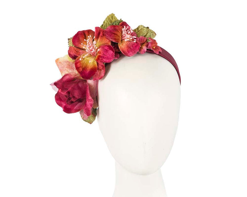 Cupids Millinery Women's Hat Burgundy Burgundy flower headband fascinator by Max Alexander