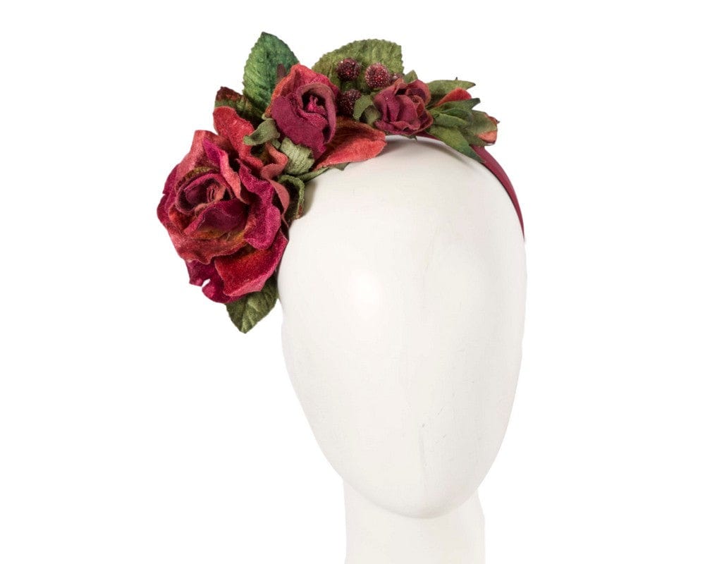 Cupids Millinery Women's Hat Burgundy Burgundy vintage flower fascinator headband by Max Alexander