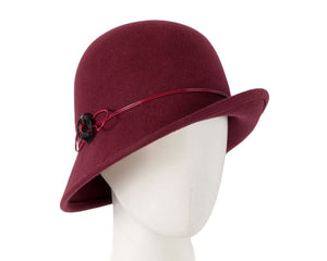 Cupids Millinery Women's Hat Burgundy Burgundy wine felt cloche hat by Max Alexander