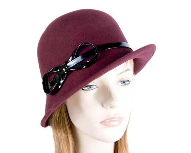 Cupids Millinery Women's Hat Burgundy Burgundy wine felt ladies cloche hat