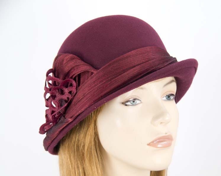 Cupids Millinery Women's Hat Burgundy Burgundy wine ladies fashion felt bucket hat by Fillies Collection