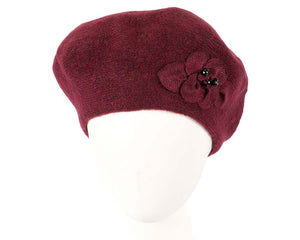 Cupids Millinery Women's Hat Burgundy European made woven burgundy wine beret