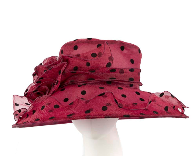 Cupids Millinery Women's Hat Burgundy Large Burgundy wine Organza Racing Hat