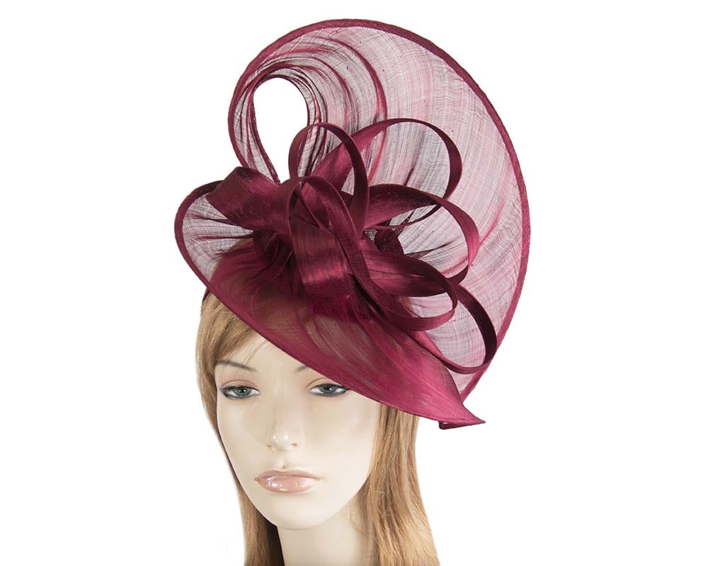 Cupids Millinery Women's Hat Burgundy Large burgundy wine silk abaca heart fascinator