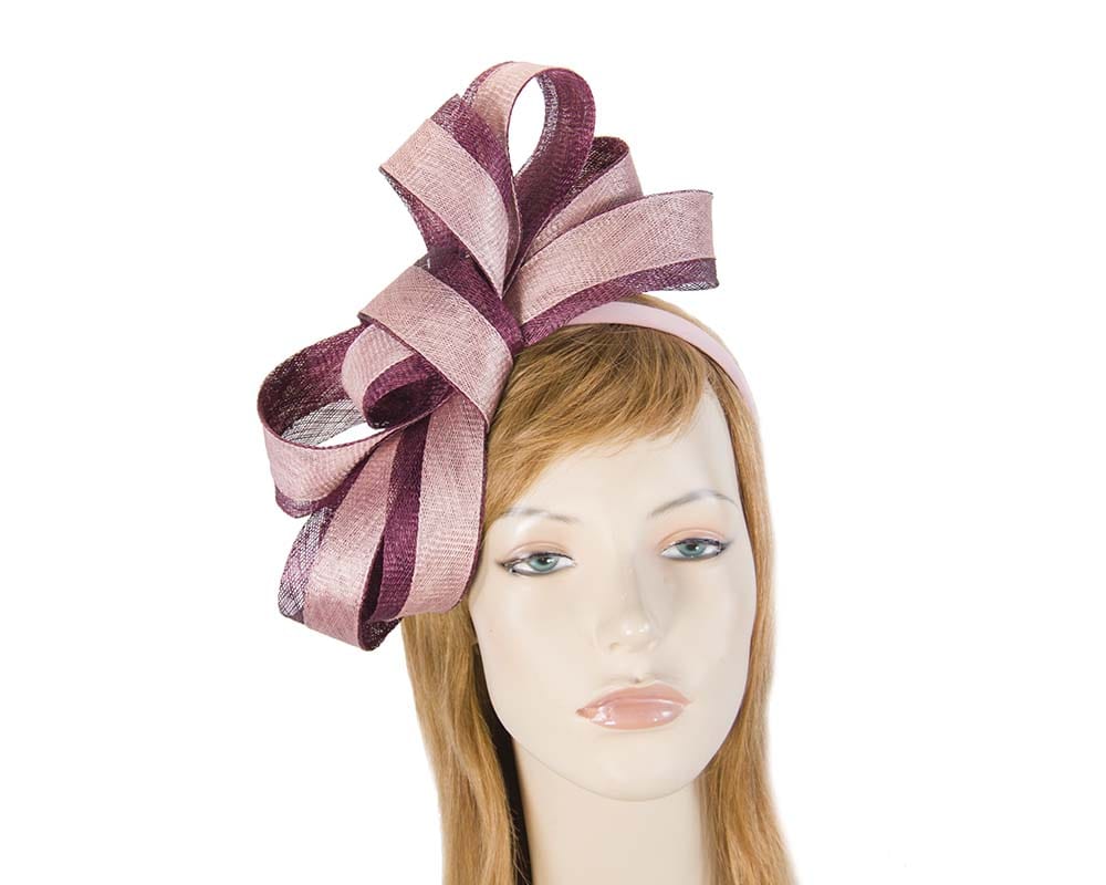 Cupids Millinery Women's Hat Burgundy/Pink Burgundy & Pink loops racing fascinator by Max Alexander