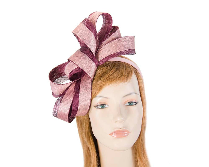 Cupids Millinery Women's Hat Burgundy/Pink Burgundy & Pink loops racing fascinator by Max Alexander