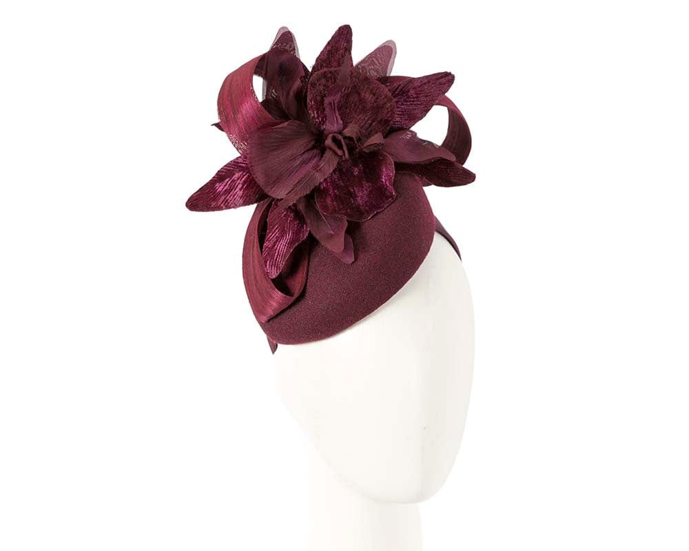 Cupids Millinery Women's Hat Burgundy Tall burgundy wine winter racing pillbox fascinator by Fillies Collection