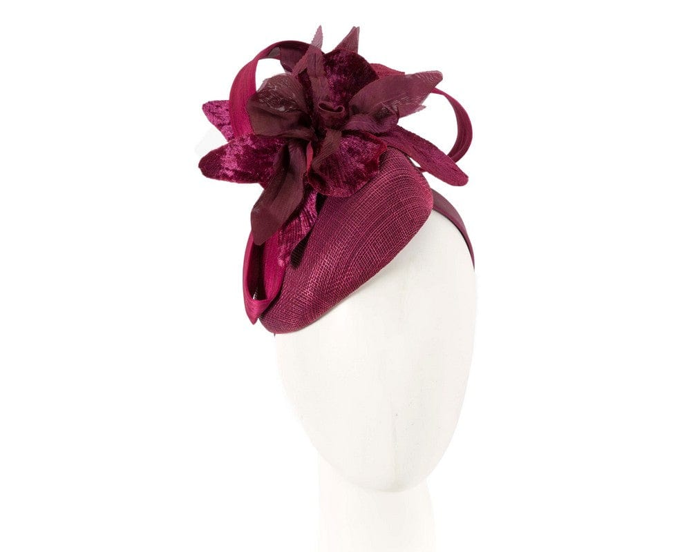 Cupids Millinery Women's Hat Burgundy Tall wine racing pillbox fascinator by Fillies Collection