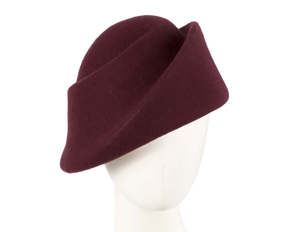 Cupids Millinery Women's Hat Burgundy Unique wine ladies winter felt fashion hat