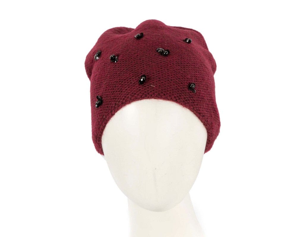 Cupids Millinery Women's Hat Burgundy Warm European made woven burgundy beanie