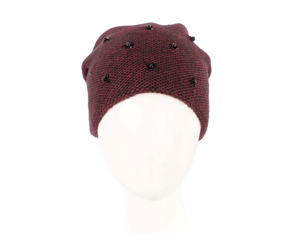 Cupids Millinery Women's Hat Burgundy Warm European made woven wine beanie