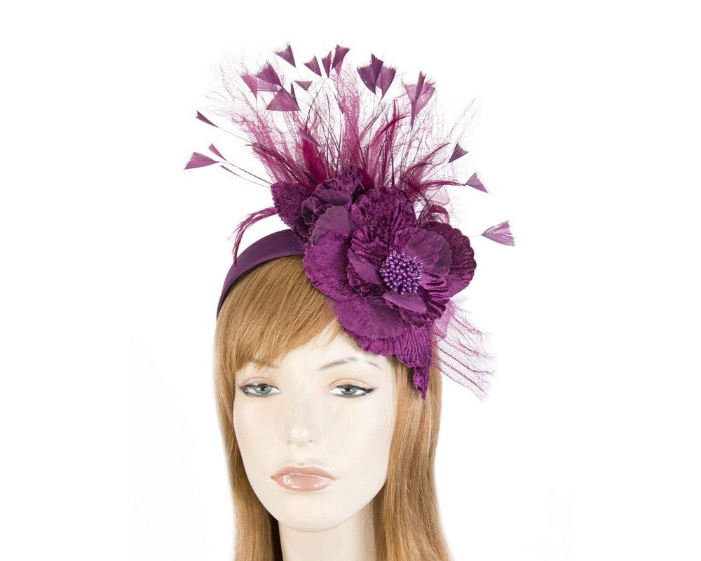 Cupids Millinery Women's Hat Burgundy Wine designers flower fascinator