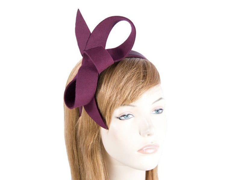 Cupids Millinery Women's Hat Burgundy Wine felt bow fascinator