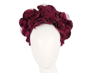 Cupids Millinery Women's Hat Burgundy Wine flower halo fascinator