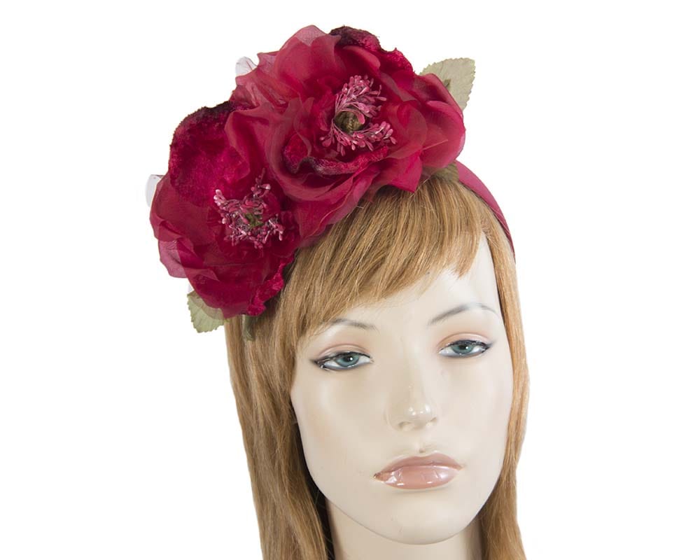 Cupids Millinery Women's Hat Burgundy Wine silk flower crown