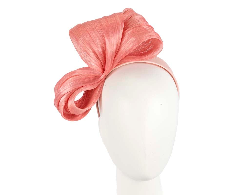 Cupids Millinery Women's Hat Coral Exclusive coral silk abaca bow by Fillies Collection