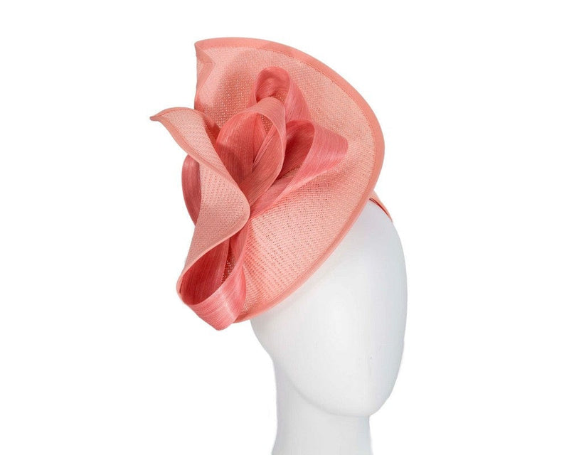 Cupids Millinery Women's Hat Coral/Pink Large coral Fillies Collection racing fascinator with bow