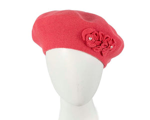 Cupids Millinery Women's Hat Coral Warm woven coral beret by Max Alexander