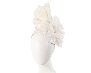 Cupids Millinery Women's Hat Cream Bespoke white fascinator with flower