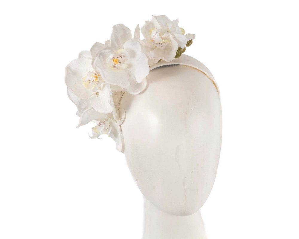 Cupids Millinery Women's Hat Cream Bespoke white orchid flower headband by Fillies Collection