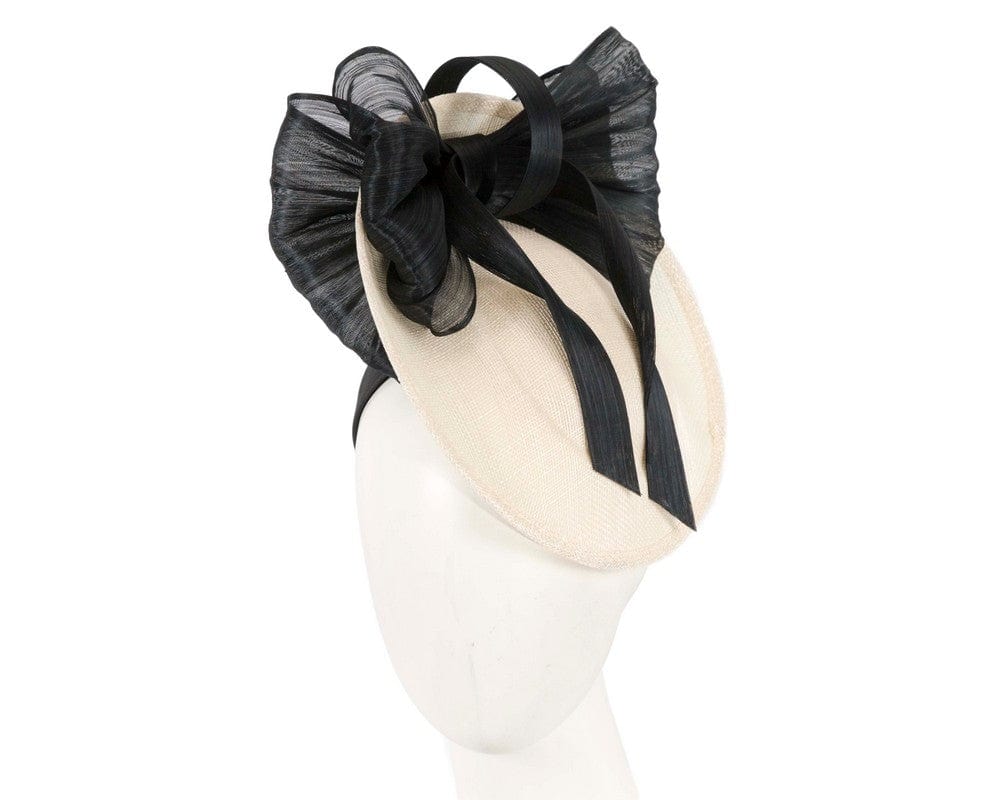 Cupids Millinery Women's Hat Cream/Black Cream & black fascinator with bow by Fillies Collection