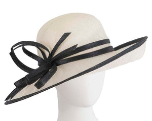 Cupids Millinery Women's Hat Cream/Black Cream & black fashion racing hat by Max Alexander