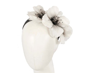 Cupids Millinery Women's Hat Cream/Black Exclusive ivory and black flower headband fascinator by Fillies Collection