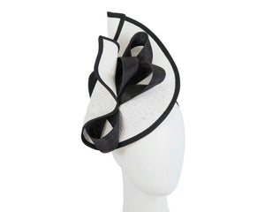 Cupids Millinery Women's Hat Cream/Black Large white & black Fillies Collection racing fascinator with bow