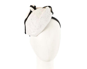 Cupids Millinery Women's Hat Cream/Black White & black pillbox with bow