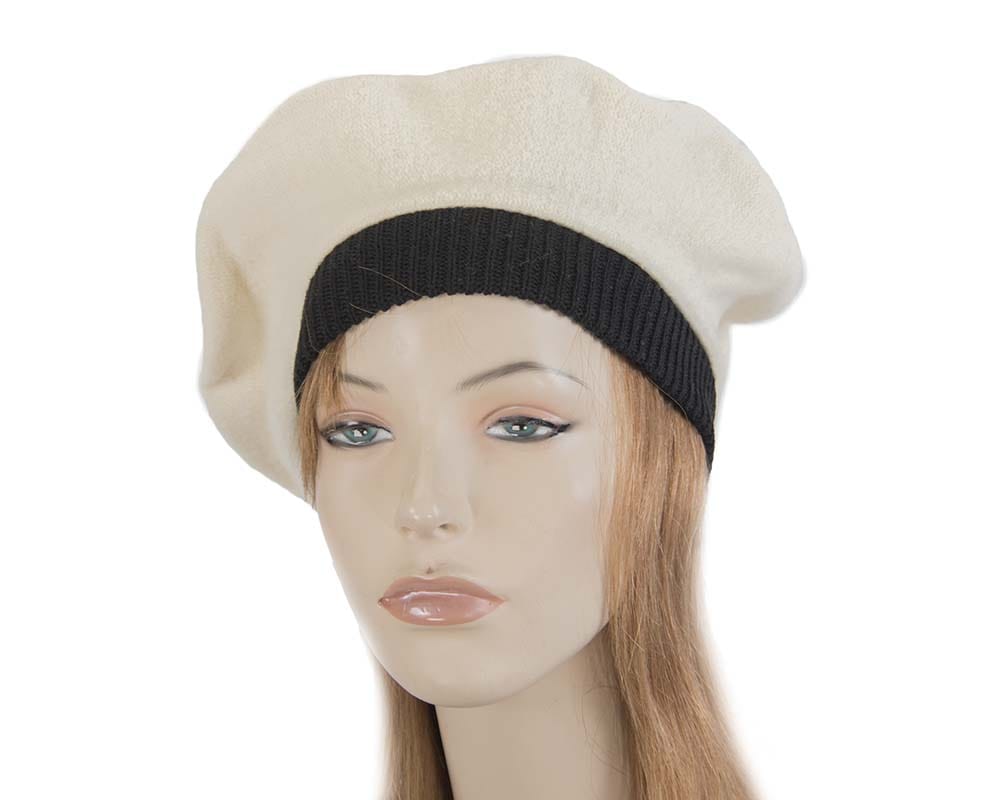 Cupids Millinery Women's Hat Cream Cream embroidered winter beret by Max Alexander