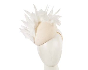 Cupids Millinery Women's Hat Cream Cream feather winter facing fascinator