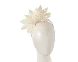 Cupids Millinery Women's Hat Cream Cream laser cut maple leafs on headband