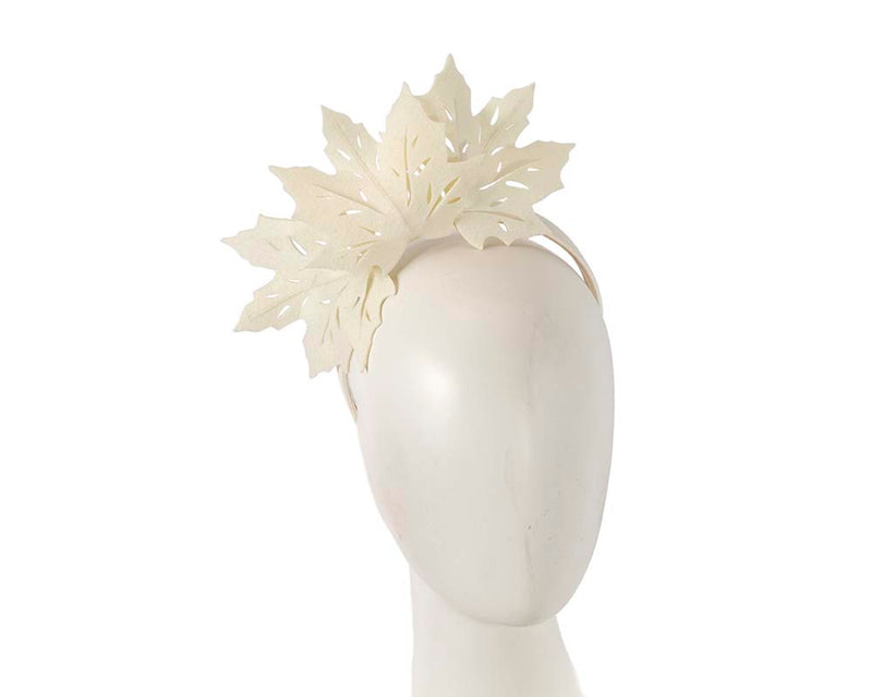 Cupids Millinery Women's Hat Cream Cream laser cut maple leafs on headband